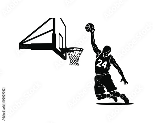 Jersey number visible dunk vector silhouette illustration design, jersey number dunk vector, basketball dunk silhouette with number, player jersey number vector, numbered jersey dunk silhouette, 