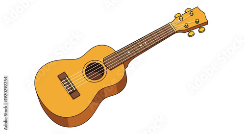 A light brown acoustic guitar illustration on a neutral background from a slightly angled viewpoint