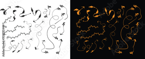 Hand Drawn Curly Decorative Arrows Doodle Swirl Vector Collection