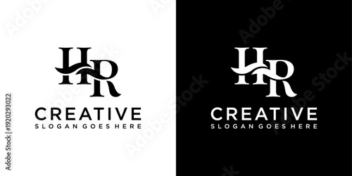 HR or RH initial letter logo design vector concept