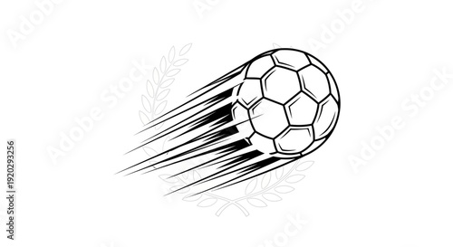 Speeding Soccer Ball with Motion Trails and Laurel Wreath