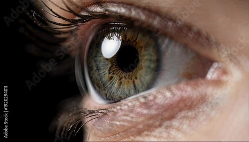 Extreme macro side profile of human eye with curved cornea and iris 4k