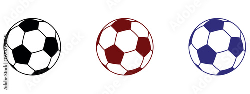 Classic Football Soccer Ball Icon Set for Sports Competition and Tournament Vector Illustration.