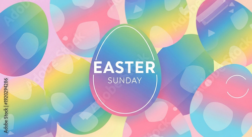 Vibrant Easter Eggs Illustration on Colorful Background, Celebrating Easter Sunday