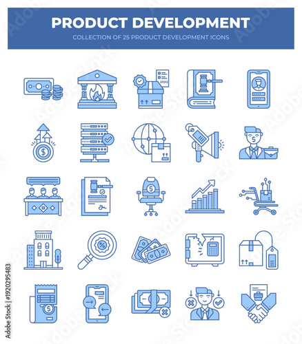 Product Development Icons. A Collection of 25 Essential Business Icons