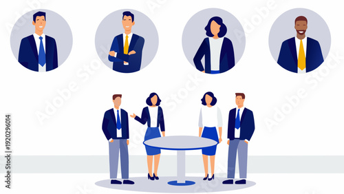 Business professionals networking in modern office setting