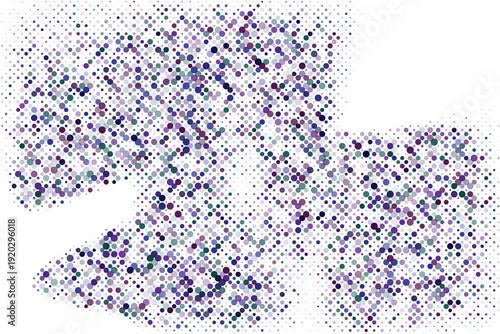 Abstract halftone pattern of blue and purple dots