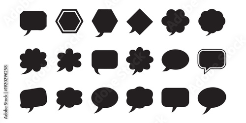 Diverse speech bubble shapes icon set for chat, message, and communication concepts