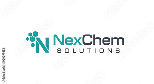 Modern Abstract NexChem Solutions Letter N Hexagon Logo for Chemistry and Technology on isolated white background