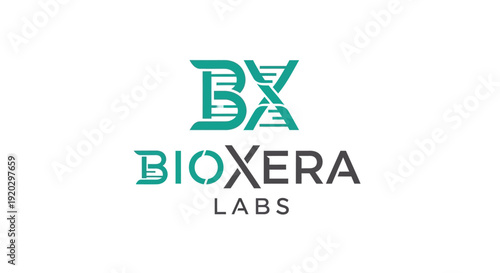 Bioxera Labs logo with DNA helix and initial BX, representing biotechnology research and innovation, isolated white background.