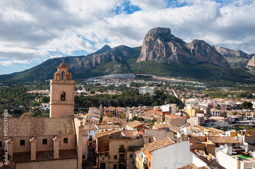 Looking over the picturesque mountain village of Polop in the Alicante Province of Costa Blanca, Spain