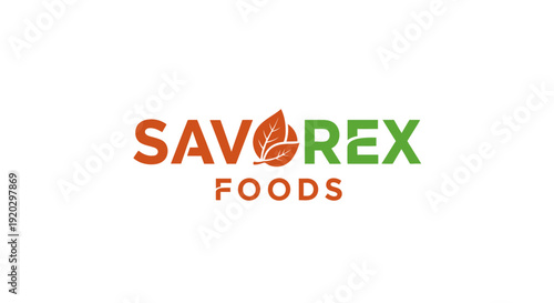 Orange Leaf Icon and Modern Wordmark Logo, Embodying Natural and Wholesome Food Products on an Isolated White Background.