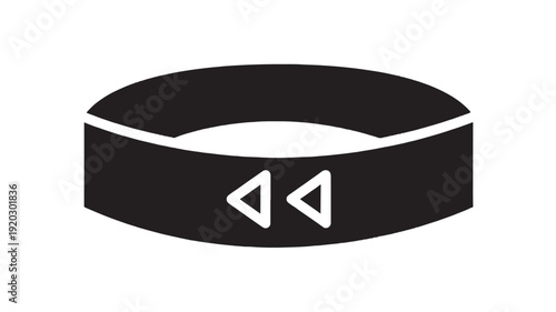 Belt buckle icon with minimalist black silhouette and double triangle fastener symbols, simple waist strap accessory pictogram isolated on white background