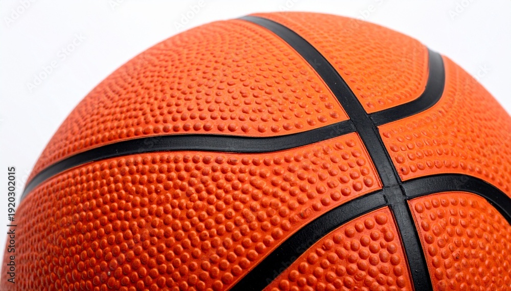 Fototapeta premium Close Up Detail of Basketball Texture and Black Ribbing Isolated on White Background for Sports and Athletics