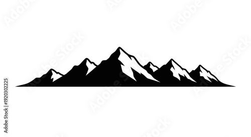 Black Silhouette of Mountain Range Illustration.