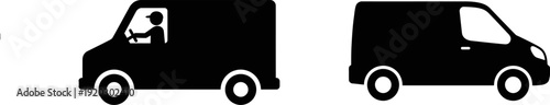 Silhouette of delivery vans for logistics and transportation services