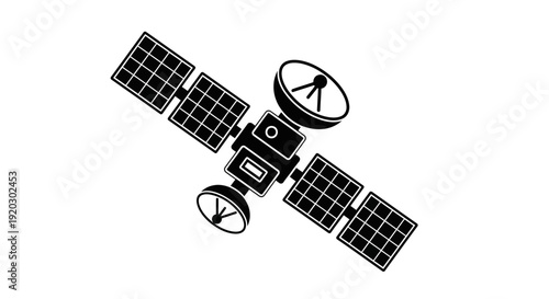Satellite Spacecraft with Solar Panels and Antenna.