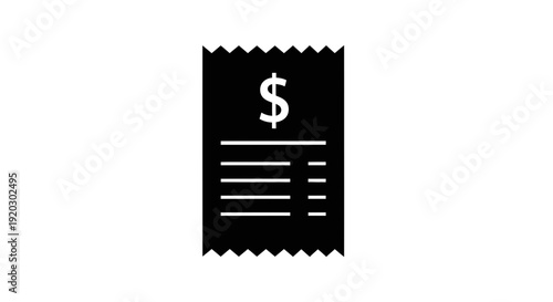 Dollar Sign Ticket Receipt Finance Document.