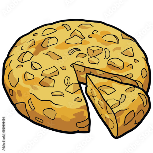 Tortilla de patata. Tortilla española. Sliced Spanish Potato Omelette Tortilla Vector Illustration