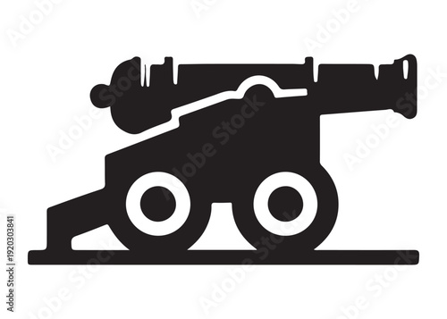 old cannon logo silhouette vector, army silhouette old cannon logo vector illustration, field gun logo vector silhouette, weapon military old cannon history logo vector silhouette on white background