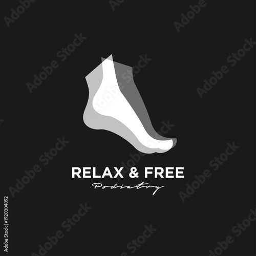 Minimalist Podiatry Logo with Stylized Foot Graphic for Relax & Free Foot Care