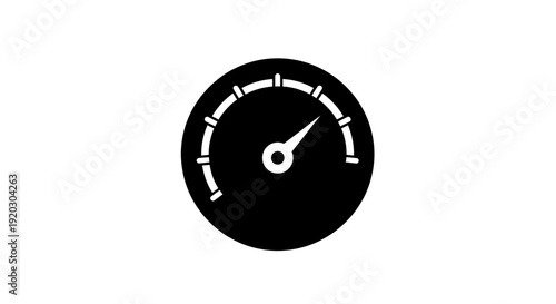 Black Speedometer Gauge with White Needle.