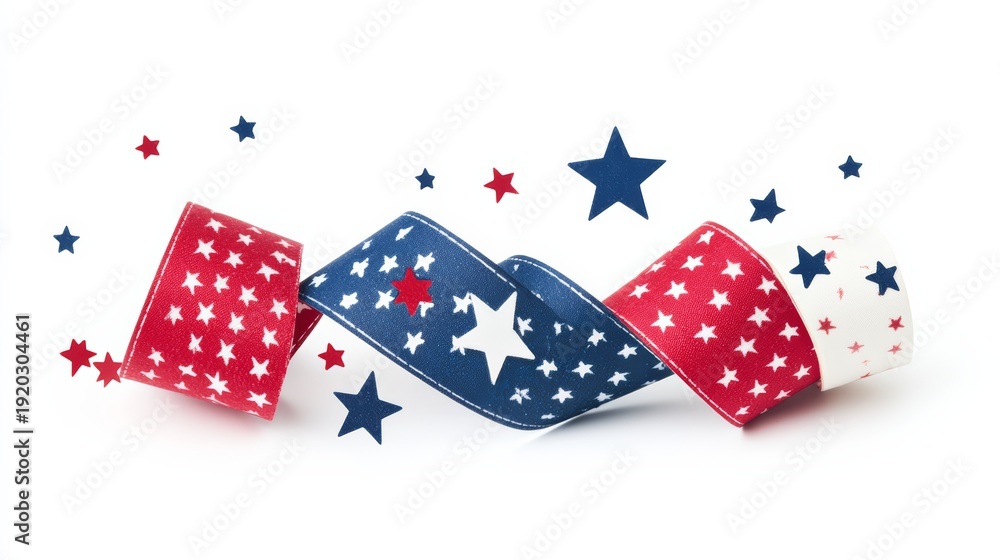 Obraz premium Red White and Blue Star Pattern Ribbons for Patriotic Celebration