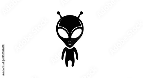 Black Alien Cartoon Character Silhouette Illustration.