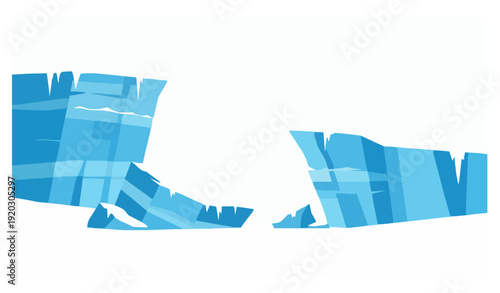 Minimalist Icy Cliff and Frozen Chunk Vector Illustration