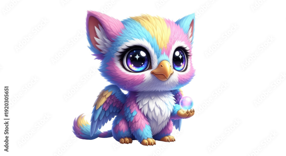 Fototapeta premium Adorable Baby Gryphon with Magic Orb
