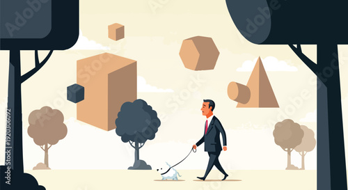 Professional Finding Clarity: Businessman Contemplating Complex Ideas During a Mindful Walk