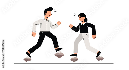 Dynamic Business Professionals Collaboratively Navigating Challenges and Driving Forward Progress