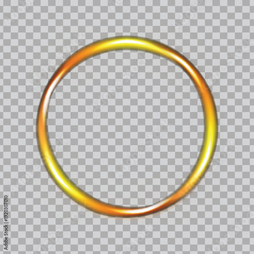 A vibrant, shiny metallic ring glows with a warm golden light, centered on a transparent background, viewed from a straightforward perspective.