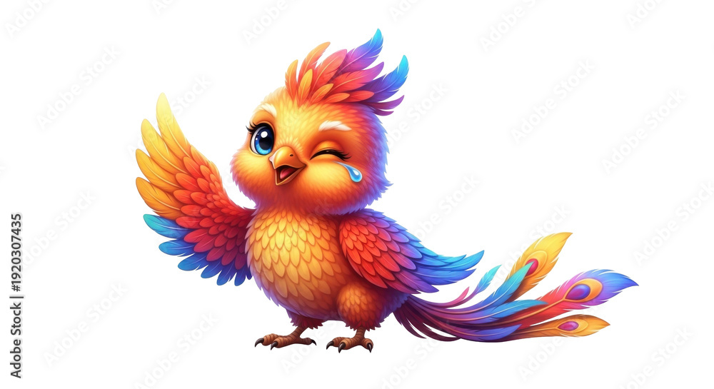 Fototapeta premium Cute Cartoon Bird Winking