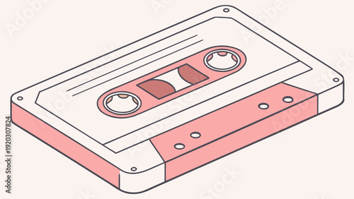 Retro Audio Cassette Tape Flat Vector Illustration