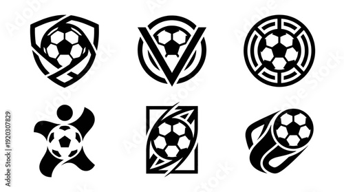 Football and soccer badge icon set for sports branding, tournament logos, team identity design, athletic club emblems, and championship event graphics.
