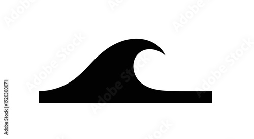 Black Wave Icon Silhouette Ocean Symbol.