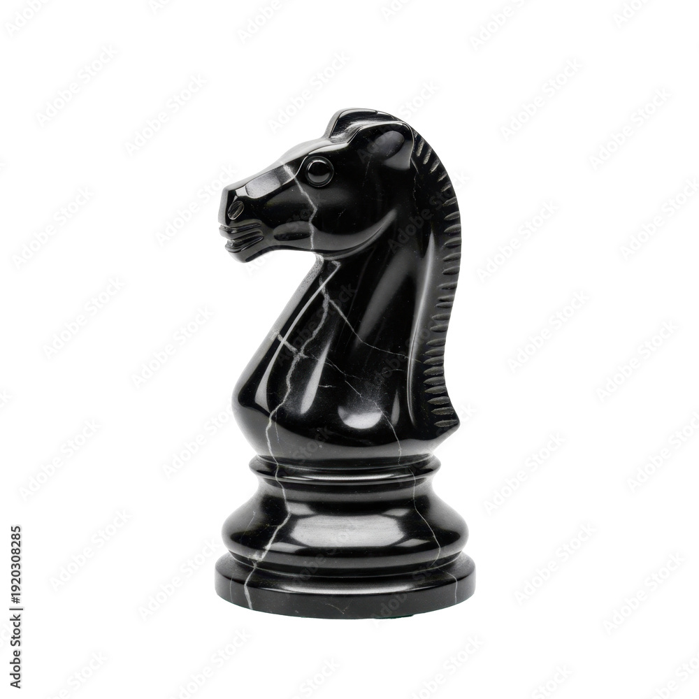 Fototapeta premium Elegant Black Marble Knight Chess Piece