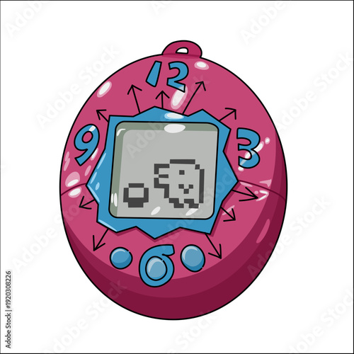 a pink and blue electronic toy with a screen on it. Retro toys technology