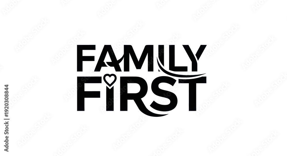Obraz premium Family First Logo Design with Heart