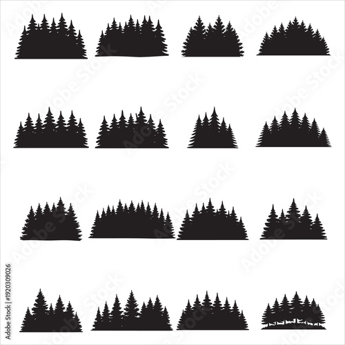 Pine Forest Silhouette Bundle Conifer Tree Horizons & Evergreen