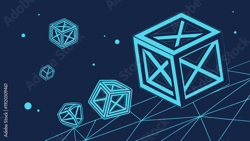 Futuristic Glowing 3D Cube Technology Abstract Background