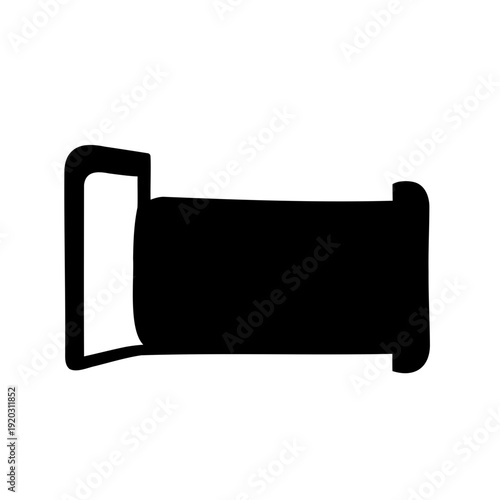 Simple black silhouette illustration of a spool or bobbin with a side handle element Vector, illustration
