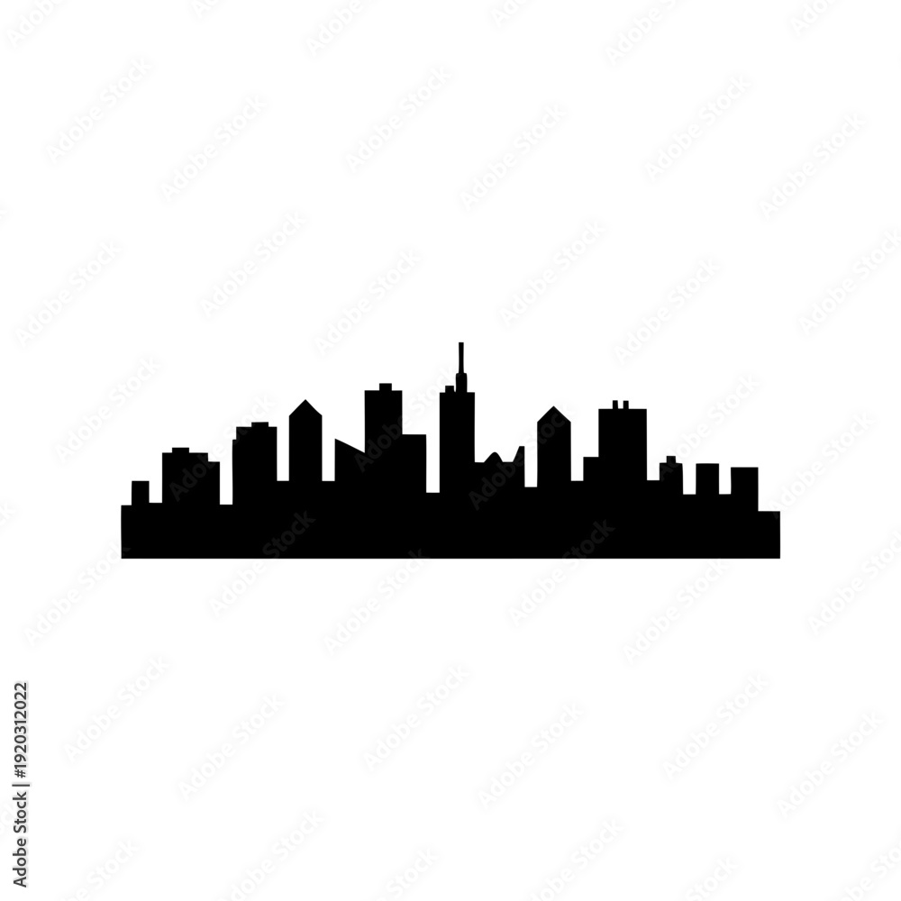 Fototapeta premium Black and white minimalist urban skyline silhouette depicting modern city architecture Vector, illustration