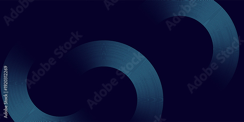 Abstract Blue Technology Background with Cyber Circular Lines and Digital Wave Pattern. vector illustration