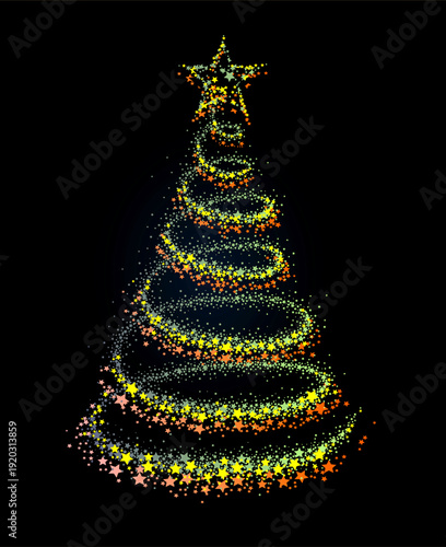 A greeting card with Christmas tree.