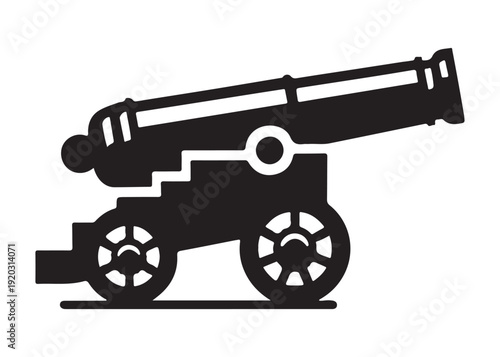 old cannon logo silhouette vector, army silhouette old cannon logo vector illustration, field gun logo vector silhouette, weapon military old cannon history logo vector silhouette on white background