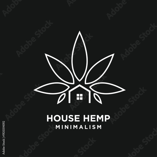 Minimalist House Hemp Cannabis Leaf Logo Design for Modern Business