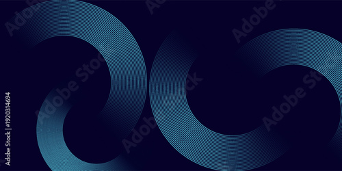 Abstract Blue Technology Background with Cyber Circular Lines and Digital Wave Pattern. vector illustration