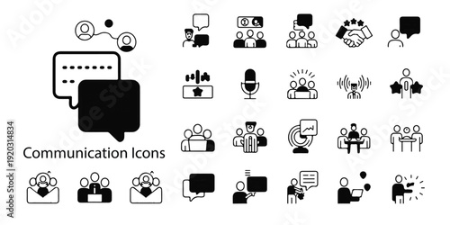 Set of communication icons, chat, message, speech, social, network, people, talk, global, contact, online, conversation, vector illustration
